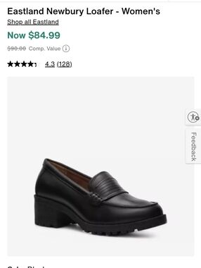 Eastland Newbury Black Leather Chunky Heel Loafer Sz 11 LIKE NEW